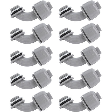 Connecteur étanche liquide non métallique nylon NPT 1 inch 90° flexible pour conduits électriques, kit 10 pièces pour maison cuisine salle de bain.
