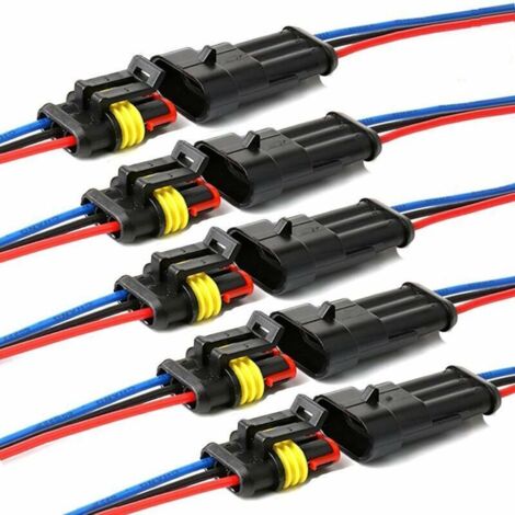 Connecteur étanche,connecteurs de Fils électriques autobloquants à 3 Broches avec Fil 16 AWG Marine pour Les connexions de Voiture,Camion,Bateau et Autres Fils. (5pack)