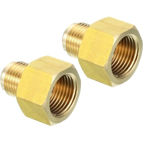 Connecteur Évasé Femelle 1/4" x 1/2" Mâle, Adaptateur en Laiton SAE à 45 Degrés, Raccord de Tuyau pour Conduite Gaz d'Air, Réfrigération, CVC - 1/2 Inch Female Flare 3/8 Male