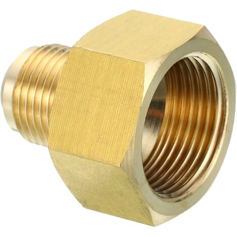 Connecteur Évasé Femelle 1/4" x 1/2" Mâle, Adaptateur en Laiton SAE à 45 Degrés, Raccord de Tuyau pour Conduite Gaz d'Air, Réfrigération, CVC - 3/4 pouce Female Flare 1/2 Male