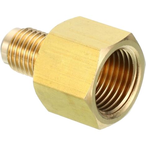 Connecteur Évasé Femelle 1/4" x 1/2" Mâle, Adaptateur en Laiton SAE à 45 Degrés, Raccord de Tuyau pour Conduite Gaz d'Air, Réfrigération, CVC - 3/8 pouce Female Flare 1/4 Male