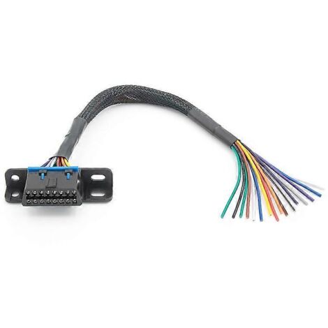 Connecteur femelle 16 broches pour câble OBD ouvert, rallonge femelle noire