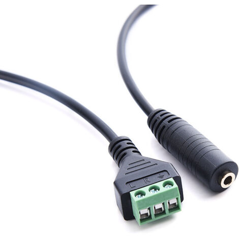 Connecteur femelle pour casque 3,5 mm plaqué or sans soudure avec connecteur audio femelle double canal 3,5 mm à trois pôles et câble adaptateur de terminal sans soudure.