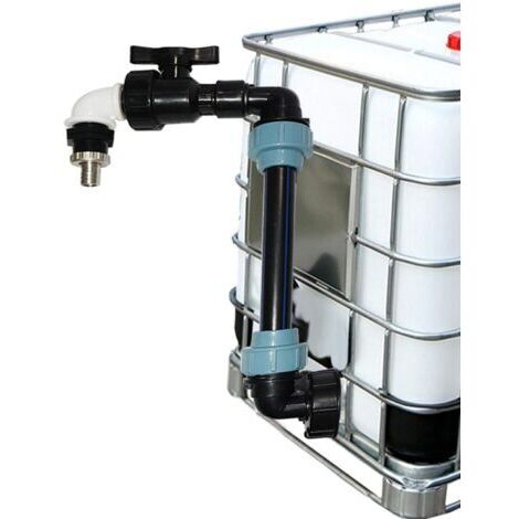 Connecteur IBC S60x6, adaptateur de réservoir de vidange, connecteur de robinet en laiton, adaptateur IBC avec sortie de robinet de 3/4 pouce, raccord de tuyau et connecteur de robinet (A)