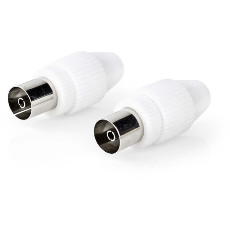 Connecteur iec coaxial droit femelle nickele 75 ohms vis diametre dentree du cable 70 mm metal pvc blanc 2 pieces boite