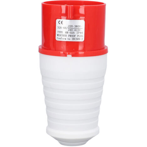 Connecteur Industriel 5 Broches 32A IP44 Prise Aviation Étanche Antipoussière 220‑380V/240‑415V HR‑025 (Mâle)