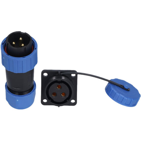 Connecteur Industriel Aviation IP68 Étanche, Prise à 3 Broches 250V avec Embout à Vis Carré et Sertissage