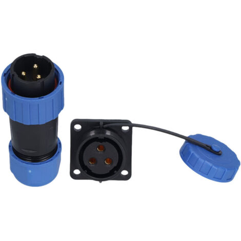 Connecteur Industriel Aviation IP68 Étanche, Prise à 3 Broches 250V avec Embout à Vis Carré et Sertissage