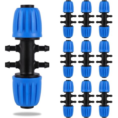 Connecteur Irrigation 6 Voies - 10 Pièces - Plastique Résistant - Réducteur 1/2 à 1/4 Pouce - Jardin et Serre - Bleu