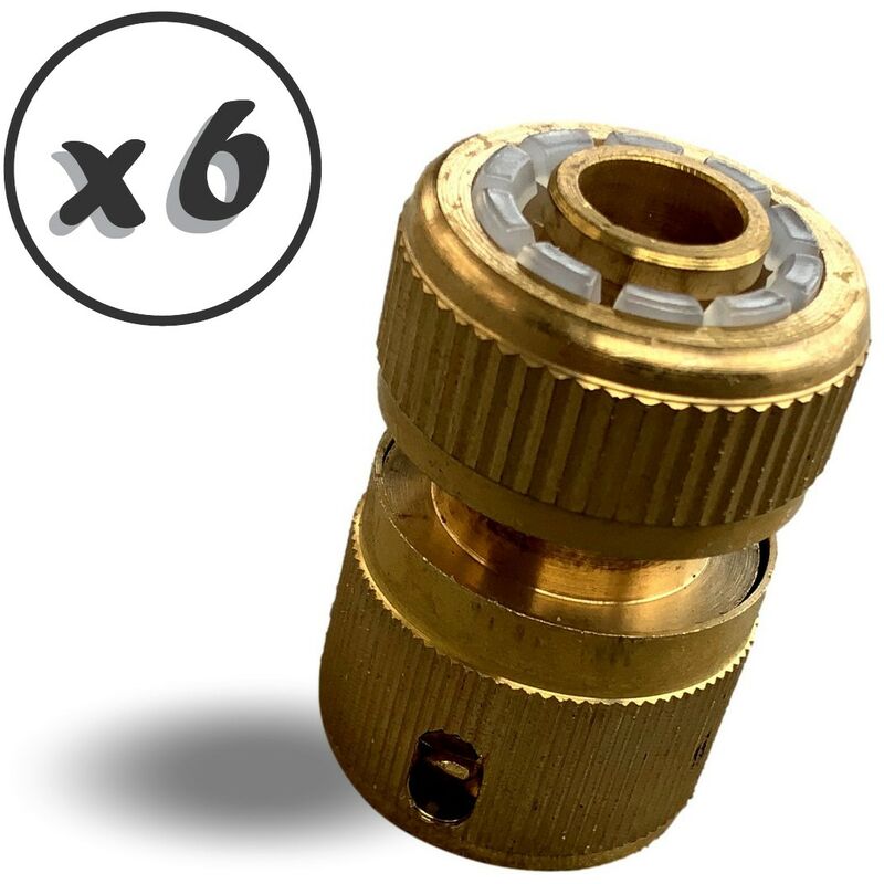 Kibros - Connecteur laiton tuyau vers tétine Bagues laiton de serrage Avec joints - Quantité x 6 - 1/2' (13 mm) libre