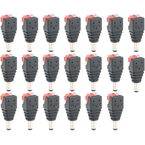 Connecteur mâle, Terminal de câble, prise d'alimentation cc, adaptateur Jack pour bande lumineuse LED, 5.5x2.1mm, 20 pièces