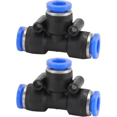 Connecteur pneumatique 2PCS coude/droit/type Y/T-Type/Réducteur de tube d'air pour la connexion rapide tuyauterie d'air, outils pneumatiques (réduction du raccord 10 mm à 8 mm) - T-Type Fitting 6mm