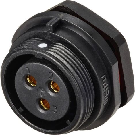Connecteur pour montage en facade embase femelle 3 pôles 30 A 500 V/AC IP68 Weipu SP2112 / S 3