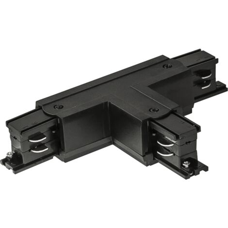 Connecteur pour rails d'éclairage T NOIR TRIPHASÉ