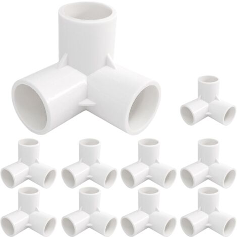 Connecteur PVC 3 voies de 10 x 25 mm pour structure de serre et mobilier, Raccord en T de 25 mm, adapté au jardinage et à l'aménagement paysager.