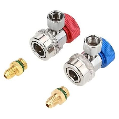 Connecteur rapide AC R134A 2 pièces, adaptateur de réfrigérant de voiture, kit de conversion de climatiseur de voiture haute et basse tension pour distributeur de réfrigérant de climatise