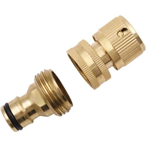 Connecteur Rapide de Tuyau D'arrosage, Connecteur de Robinet de Jardin en Laiton, Connecteur de Robinet de 3/4 Pouce, Adaptateur de Robinet de Tuyau de Tuyau D'arrosage à Filetage Femell