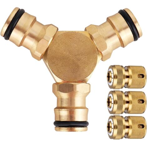 Connecteur Rapide pour Tuyau d'arrosage avec vanne d'arrêt, raccords à Connexion 3/4" Bille, adaptateurs Facile et dégagement - TR3WY