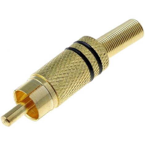 Connecteur RCA Male - Noir - cable 5mm max - Or