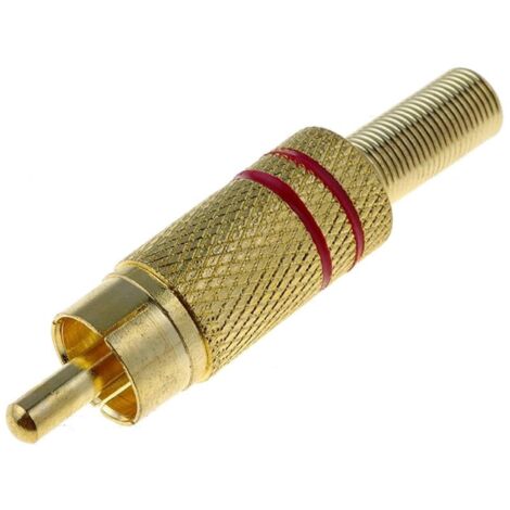Connecteur RCA Male - Rouge - cable 5mm max - Or