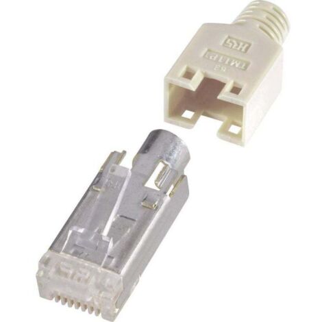 Connecteur RJ45 blindé CAT5e – 8P8C, droit, couleur beige, lot de 10 pièces – Référence H9540.1-10