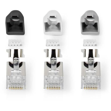 Connecteur RJ45 -   - CCBW89390GY - FTP solide/toroné CAT7 - Plaqué or - 10 pièces - PVC - Gris