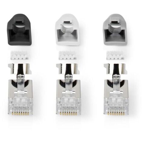 Connecteur RJ45 - - CCBW89390GY - FTP solide/toroné CAT7 - Plaqué or - 10 pièces - PVC - Gris