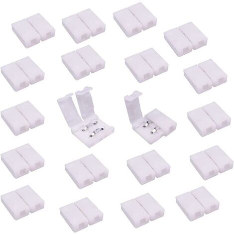 Connecteur Ruban LED Connecteur Rapides Bande LED à 2 Broches pour Strip LED SMD 5050 5630 de Couleur Unique imperméable et Non-imperméable de 10mm de Large, Soudage Gratuit (20pcs) [Classe énergétiqu