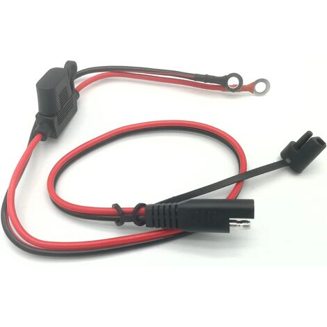Connecteur SAE pour chargeur de batterie de moto - Câble de charge SAE - Coupe rapidement la prise à la borne 12 V - Convient pour charger les motos, tracteurs, voitures, etc.