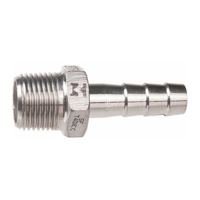 Raccord cannelé inox droit à visser - m 1'1/2 - diamètre 40 mm