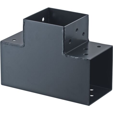 Connecteur T angle 90° en acier galvanisé – Pour poteaux bois 90x90 mm – Assemblage robuste pour structures en bois – Suki
