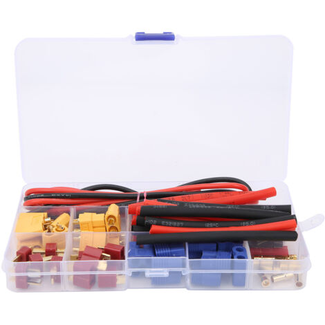 Connecteur T RC Mâle/Femelle avec Gaines Thermorétractables Fil Silicone 14AWG pour Batterie Lithium Réparation FPV