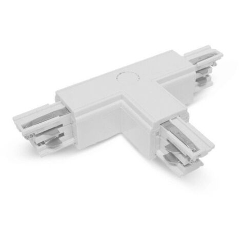 Connecteur Triphase Forme T - Circuit Extérieur Gauche - Blanc - 100mm