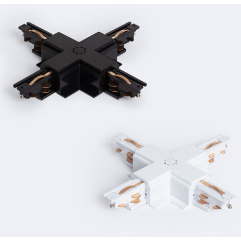 Connecteur Type X pour Rail Triphasé DALI Track Encastré Aluminium Noir
