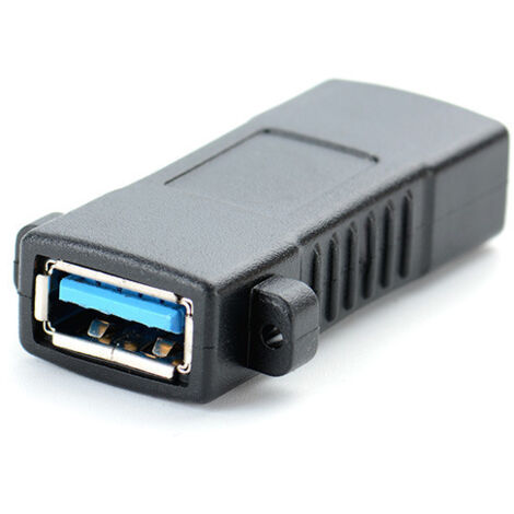 Connecteur USB 3.0 femelle-femelle droit avec oreillette  adaptateur USB-A femelle-A femelle avec trou de vis de fixation.