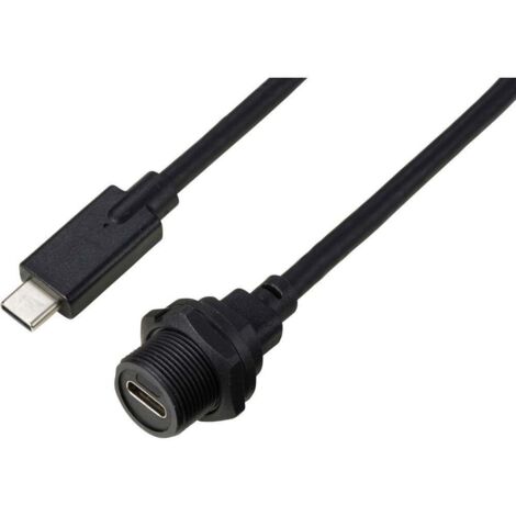 Connecteur USB-C® 3.1 sur prise IP67 (filetage) Câble 0,5 m TC-E10T-FT3.1-PWF/MT3.1-NWA-0.5PV-S Câble en plastique étan