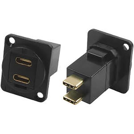 Connecteur USB C Femelle vers Mâle RS PRO 2 ports, Montage panneau, Droit ( Prix pour 1 )