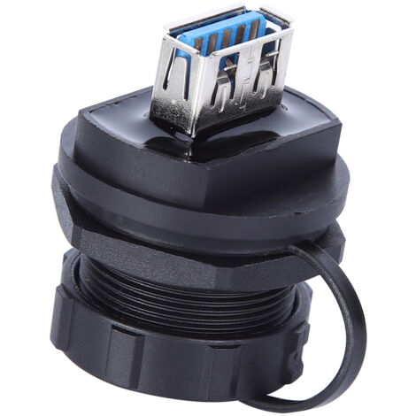 Connecteur USB Étanche Double Femelle avec Contacts en Cuivre et Isolant PA66, Couvercle Anti-Poussière USB 3.0