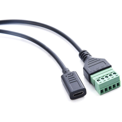 Connecteur USB sans soudure, version USB 2.0, USB 3.1 Type-C femelle, câble de connexion à borne sans soudure verte.