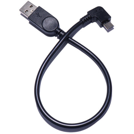 Connecteur USB vers micro mâle coudé à angle droit à 90 degrés pour câbles d'alimentation et de données audio, de navigation et de caméra embarquée de voiture.