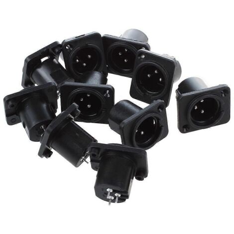 Connecteur XLR Mâle Droit à Monter sur Panneau, Lot de 10 Pièces