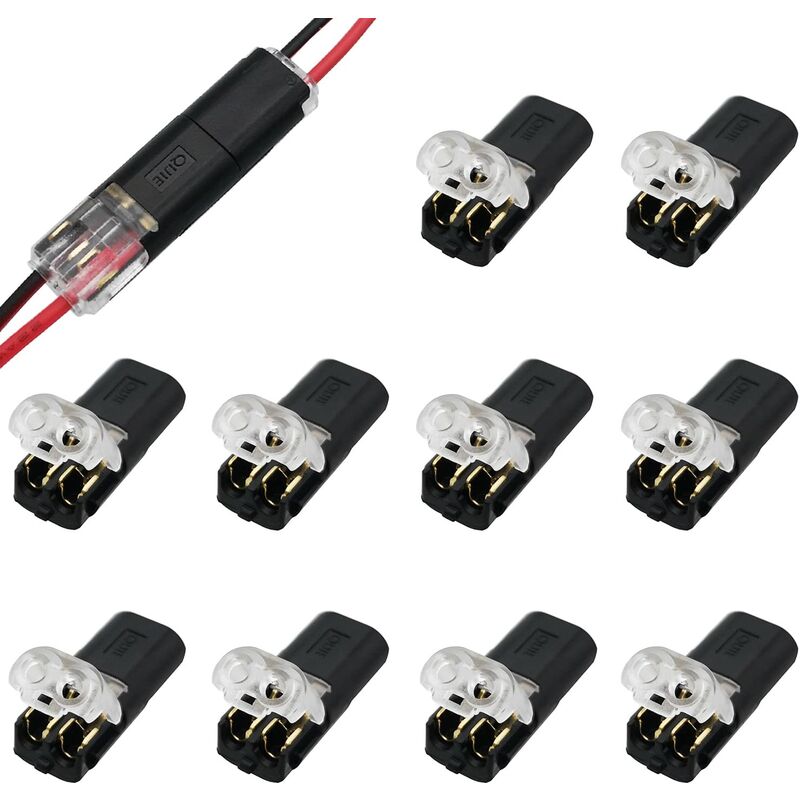 Memkey - Connecteurs à Fil Basse Tension, 10 pièces 2 Broches Connecteur de Fil Electriques, Pour Câble 18 - 22 awg