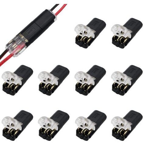 Connecteurs à Fil Basse Tension, 10 pièces 2 Broches Connecteur de Fil Electriques, Pour Câble 18 - 22 AWG