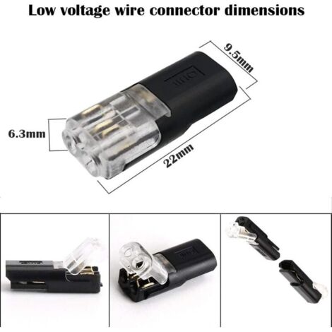 Connecteurs à Fil Basse Tension, 10 pièces 2 Broches Connecteur de Fil Electriques, Pour Câble 18-22 AWG