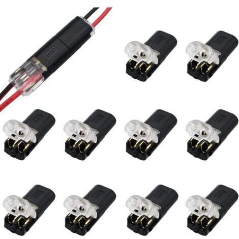 Connecteurs à Fil Basse Tension, 10 pièces 2 Broches Connecteur de Fil Electriques, Pour Câble 18 - 22 AWG