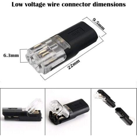 Connecteurs à Fil Basse Tension, 10 pièces 2 Broches Connecteur de Fil Electriques, Pour Câble 18-22 AWG