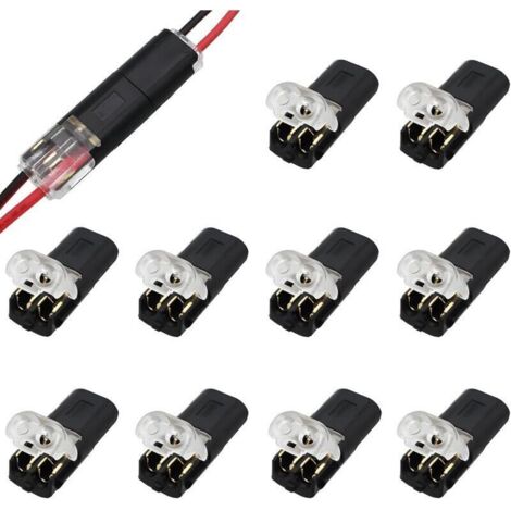Connecteurs à Fil Basse Tension, 10 pièces 2 Broches Connecteur de Fil Electriques, Pour Câble 18-22 AWG