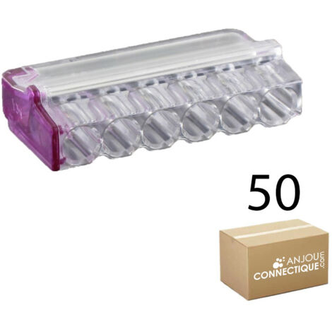 connecteurs automatiques - mini connex - 6 entrées - violet - boite de 50 - blm distribution 420160