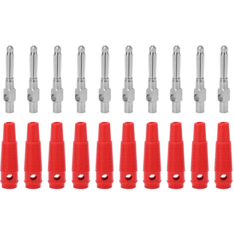 Connecteurs banane mâles empilables 7 broches cuivre - 10 pièces, 4mm, 1000V 32A, serrage vis, rouge