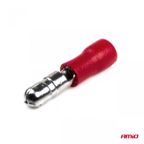 Connecteurs cylindriques ronds mâles isolés 4 mm 0,5-1,5 mm² 10 A 10 pièces AMIO-03071